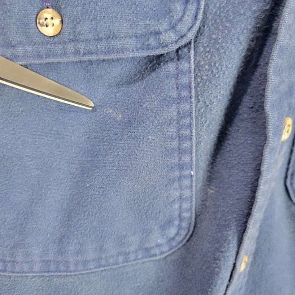 Gander Mountain Flannel Shirt Mens Large Blue Chamois Cloth Cotton Button Up - Picture 5 of 8